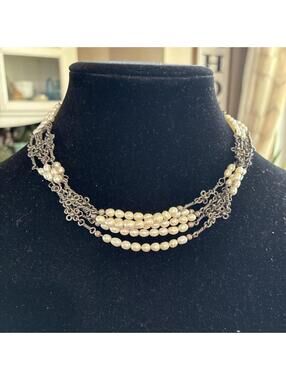 Silpada Pearl Sterling Silver Multi Strand Necklace .925 Toggle Freshwater N1214